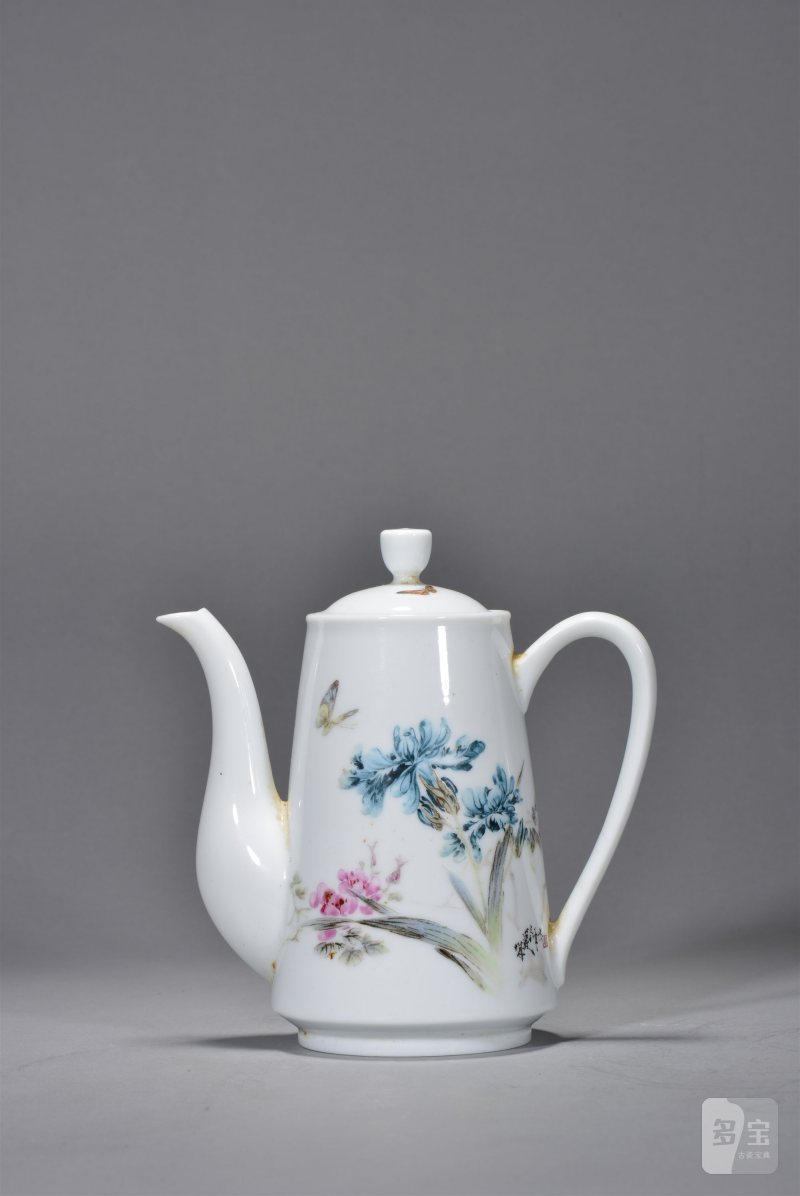近现代 王恩怀粉彩茶壶 - 图2